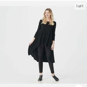 G.I.L.I. Women's Dramatic Hi-Low Rib Knit Tunic (Noir Black, Large) A375545